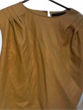 Marc New York Sleeveless Faux Leather Top in Camel